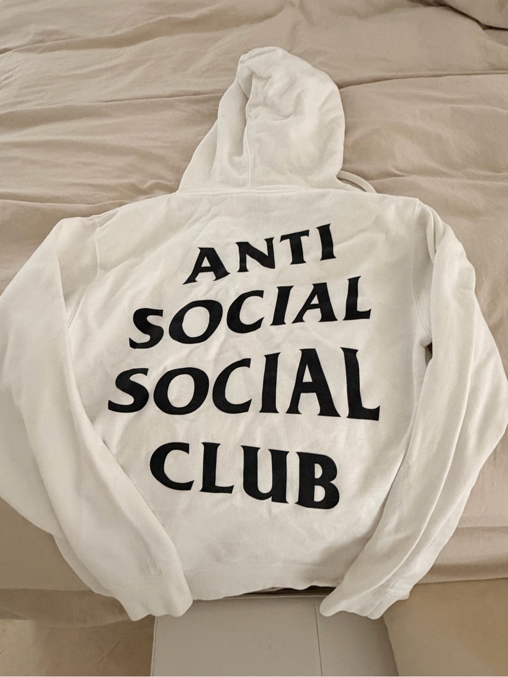 Anti Social Social Club White Hoodie with Black Back Logo